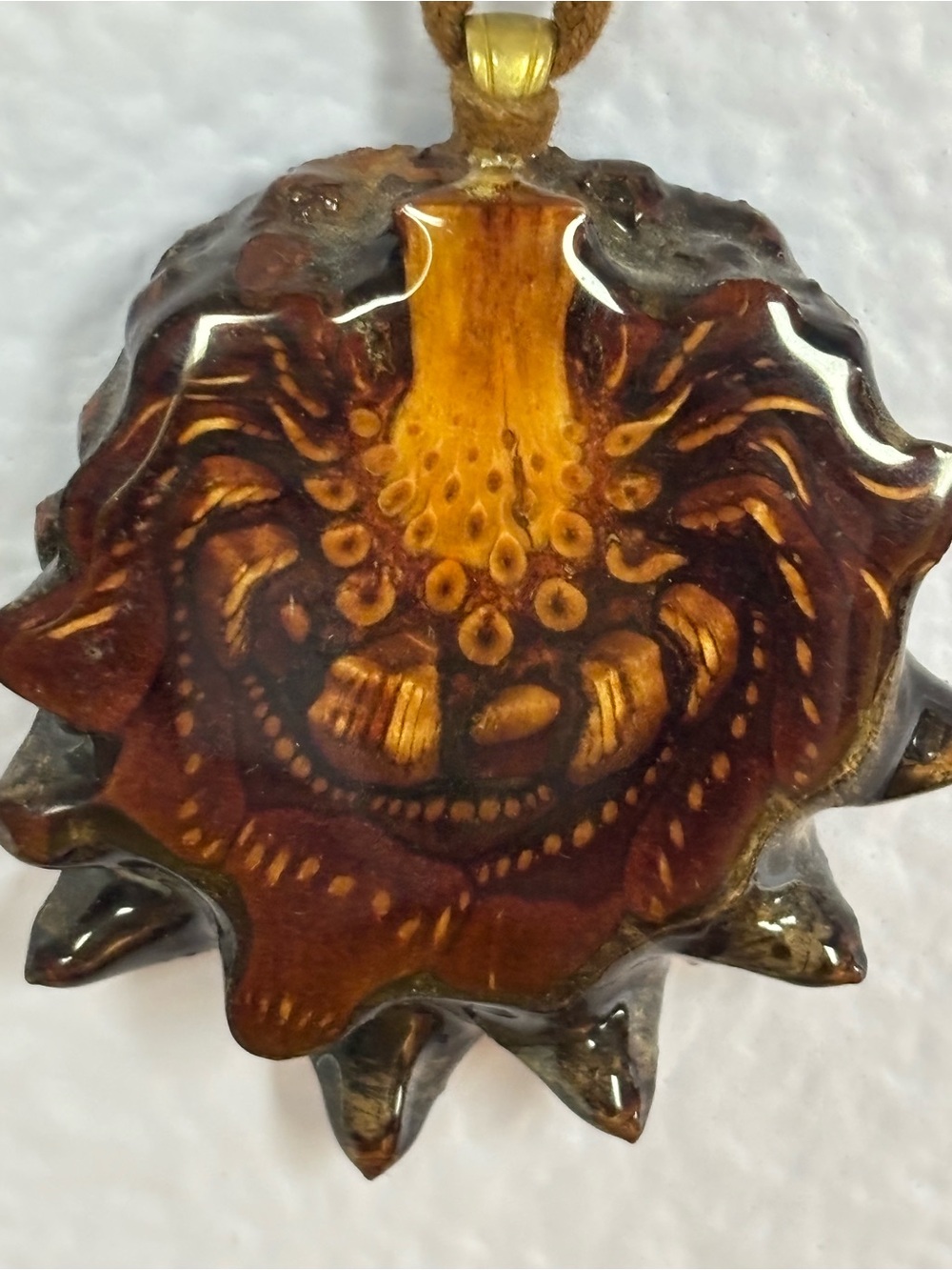Original Third Eye Pinecone Crushed Turquoise (Glows) High Shine Pendant - Picture 3 of 3